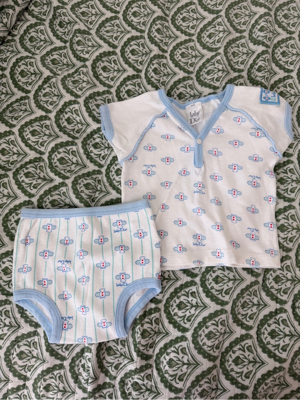 Vintage Baby Dior Two-Piece Diaper Set